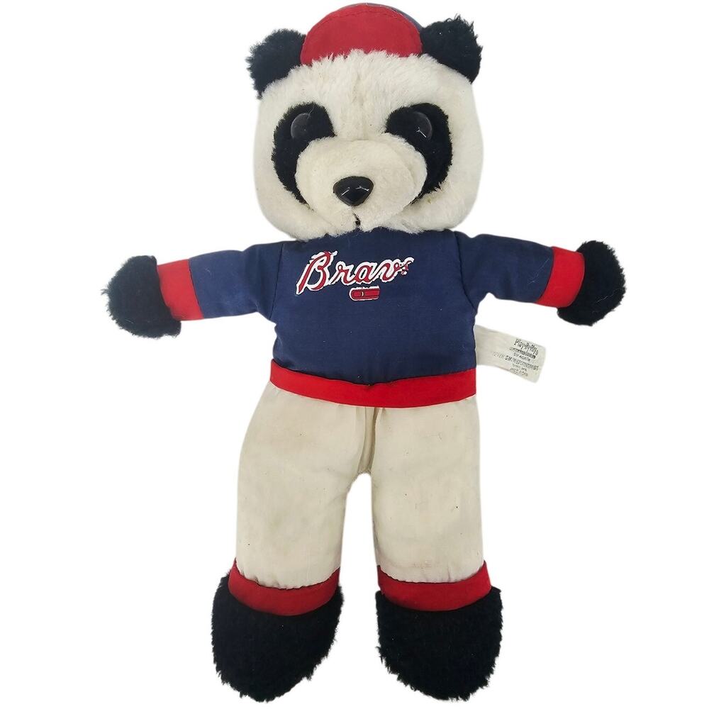 Vintage Play By Play MLB Atlanta Braves Panda Bear Plush Stuffed Animal 10"